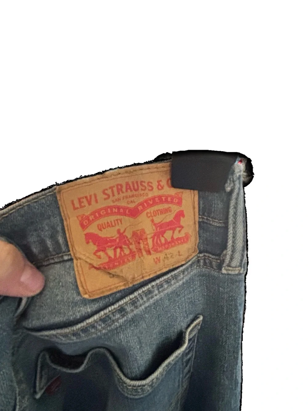 Levi's Men's Straight Jeans — Blue Denim with Tan Patch